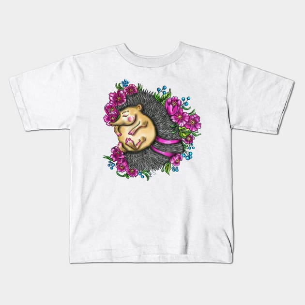 Sleeping hedgehog Kids T-Shirt by FirmbelieverArt